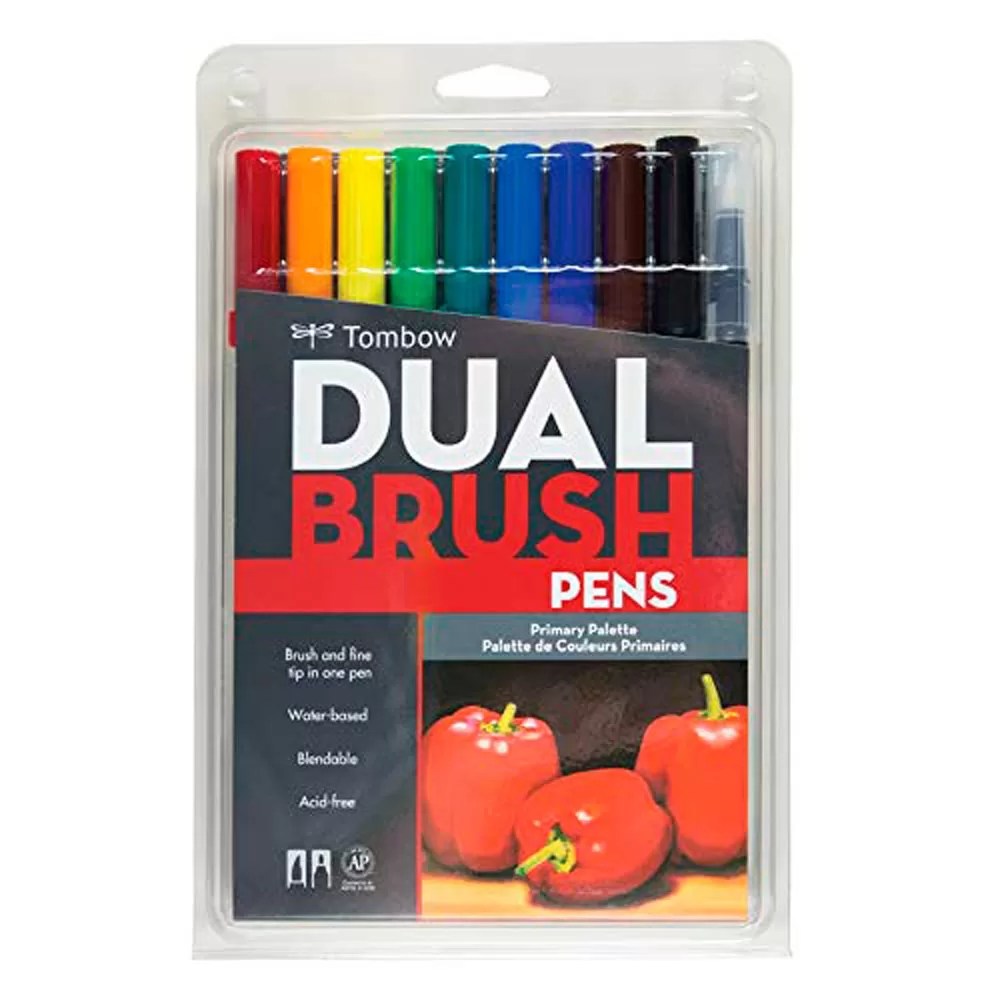 Set 10 Marcadores Dual Brush Pen - Primary