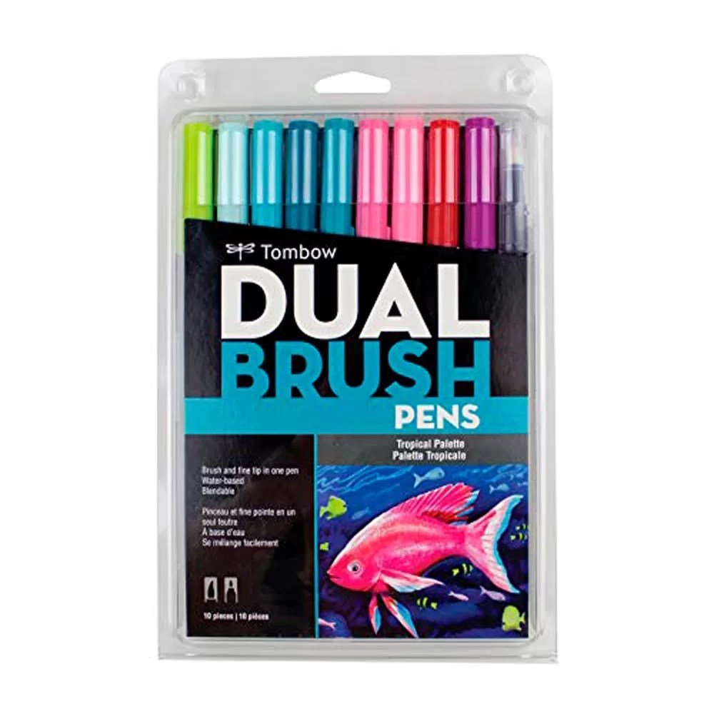 Set 10 Marcadores Dual Brush Pen - tropical