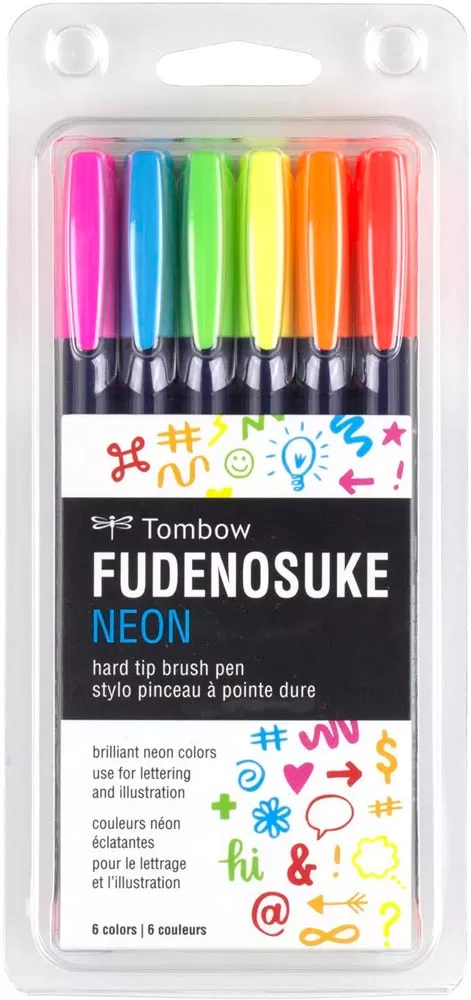 Marcadores fudenosuke, 6 colores neon