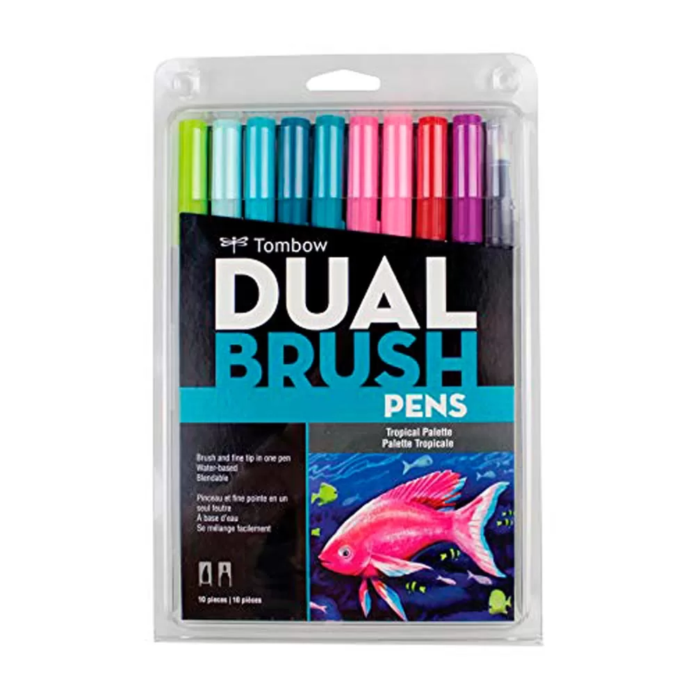 Set 10 Marcadores Dual Brush Pen - tropical